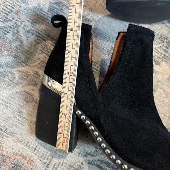 Jeffrey Campbell Optimum Black Oiled Suede Silver Studded Boots 8 Western Punk - Picture 8 of 9